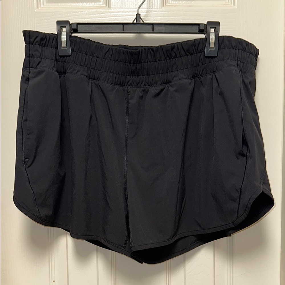 Black Athletic Shorts with Elastic Waistband and Lightweight Fabric